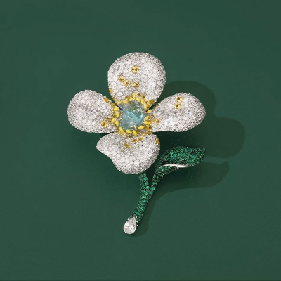 Luxusní brož se zirkony Exotická květina