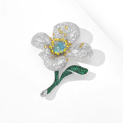 Luxusní brož se zirkony Exotická květina