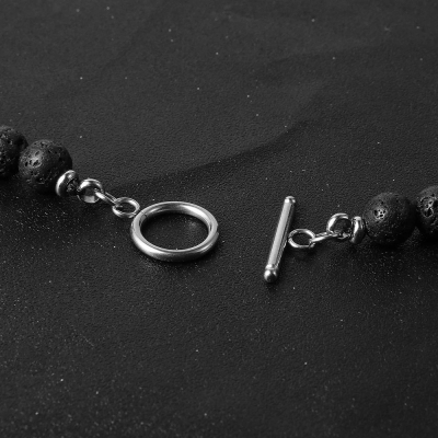 Pánský korálkový náhrdelník Mateo - lávový kámen, tygří oko, hematit