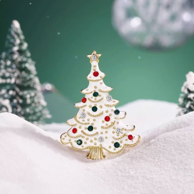Vánoční brož ve tvaru stromečku s barevnými zirkony