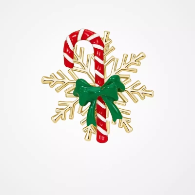 Vánoční brož ve tvaru sněhové vločky s lízátkem