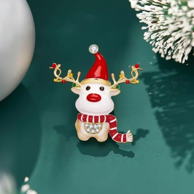 Vánoční brož Rudolf s kulichem