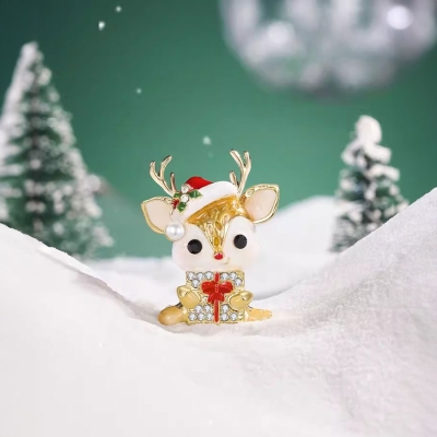 Vánoční brož Rudolf s dárkem