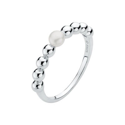 Stříbrný prsten s bílou perlou Chantal, stříbro 925/1000