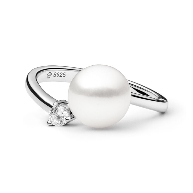 Stříbrný prsten s bílou perlou Odette, stříbro 925/1000 | Gaura Pearls
