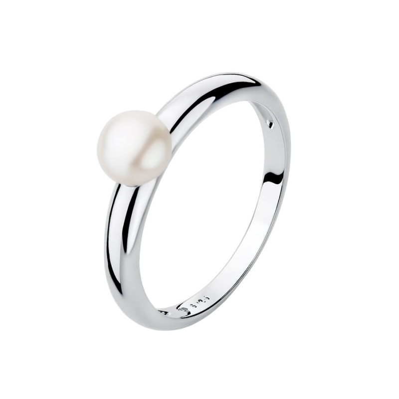 Stříbrný prsten s bílou perlou Sotiria | Gaura Pearls