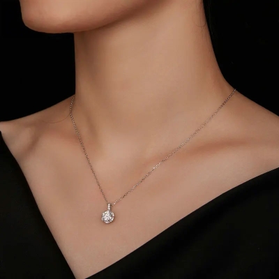 Stříbrný náhrdelník Viviane 1 ct MOISSANITE + CERTIFIKÁT
