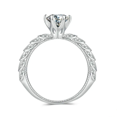 Stříbrný prsten Elisa 1 ct MOISSANITE + CERTIFIKÁT