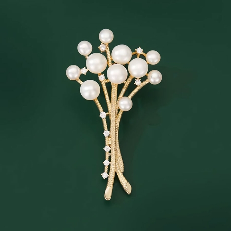 Luxusní perlová brož Antonella - sladkovodní perly