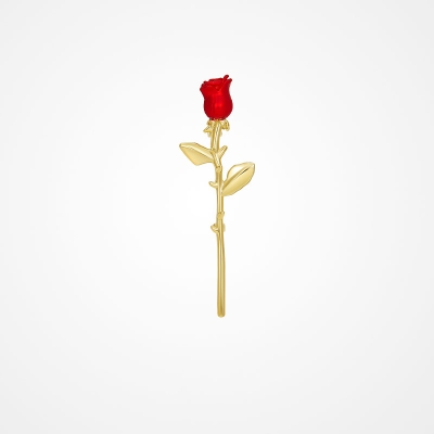 Elegantní brož ve tvaru rudé růže