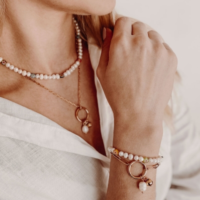 Perlový náramek Laura - korálky Millefiori, kultivované perly | Manoki