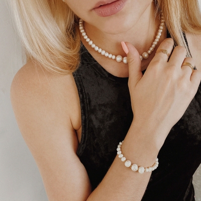 Luxusní perlový náhrdelník Debora - chirurgická ocel | Manoki