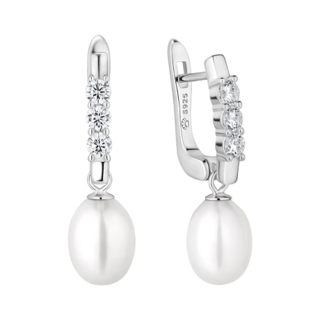 Stříbrné náušnice s bílou perlou Rita, stříbro 925/1000 | Gaura Pearls