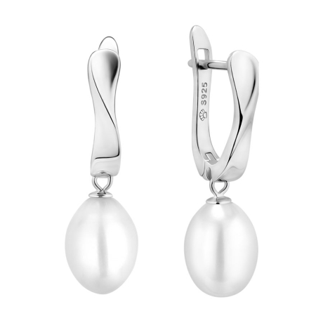 Stříbrné náušnice s bílou perlou Lia, stříbro 925/1000 | Gaura Pearls