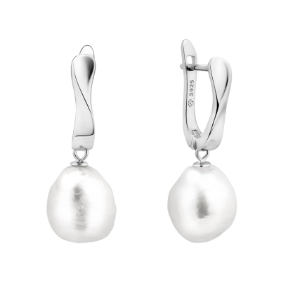 Stříbrné náušnice s bílou kasumi like perlou | Gaura Pearls