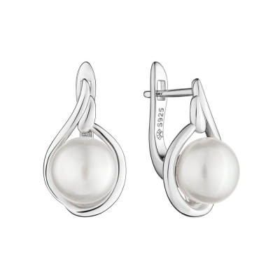 Stříbrné náušnice s bílou perlou Alba, stříbro 925/1000 | Gaura Pearls
