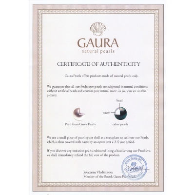Gaura Pearls certifikát alexbijoux.cz