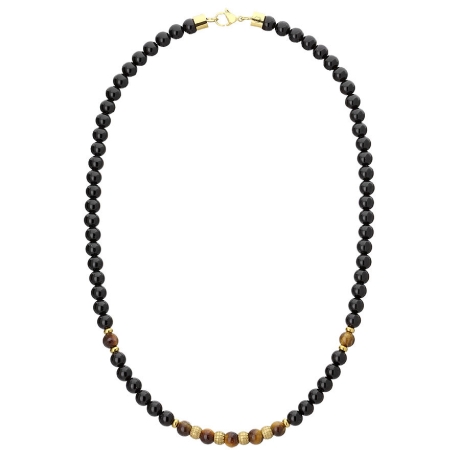 Pánský korálkový náhrdelník Thomas - 6 mm Onyx, Tygří Oko| Manoki