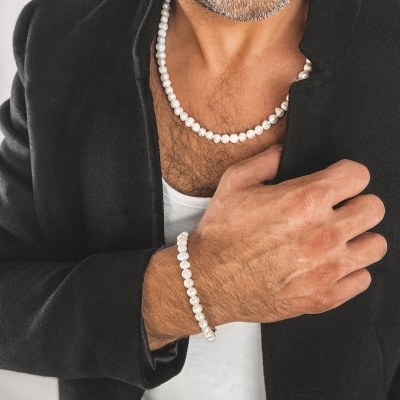 Pánský perlový náhrdelník Egizio - 7 mm perla | Manoki