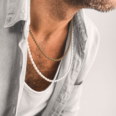 Pánský perlový náhrdelník Adriano - chirurgická ocel | Manoki