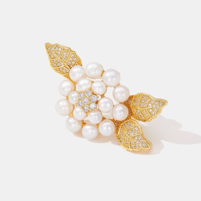 Luxusní perlová brož se zirkony Stella | Éternelle