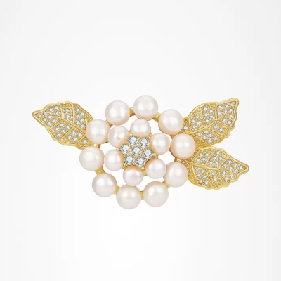 Luxusní perlová brož se zirkony Stella | Éternelle