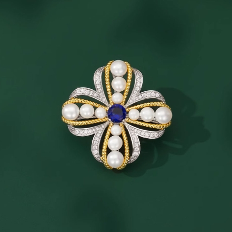 Luxusní perlová brož se zirkony Virginia | Éternelle