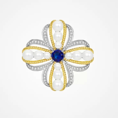 Luxusní perlová brož se zirkony Virginia | Éternelle