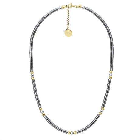 Dámský náhrdelník s hematitovými a zlatými ocelovými korálky | Manoki