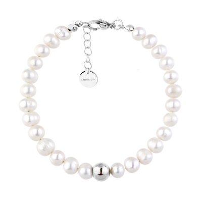 Perlový náramek Marilda - chirurgická ocel, sladkovodní perla | Manoki