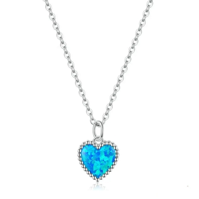 Stříbrný náhrdelník s modrým opálem Benjamina - stříbro 925/1000 | alexbijoux.cz e-shop se stříbrnými šperky