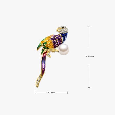 Brož Swarovski Elements Socorro s perlou - papoušek